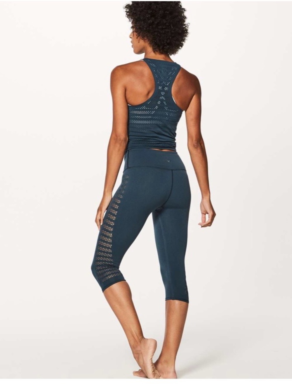 Lululemon Reveal Crop Stripes 17” Teal